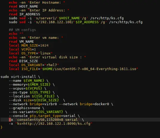 Kickstart on KVM