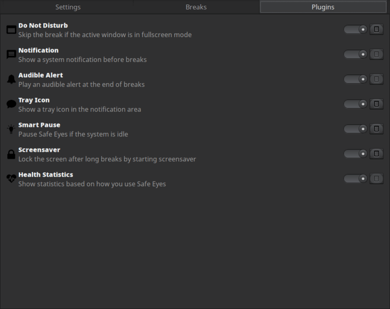 safeeyes settings plugins