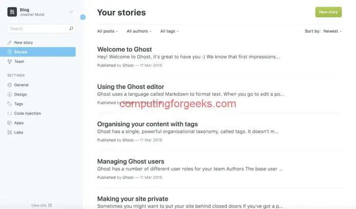 在 CentOS 8 / RHEL 8 5 上安装和配置 Ghost CMS 鬼创造故事