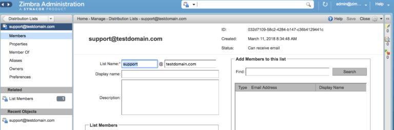 zimbra rename distribution list