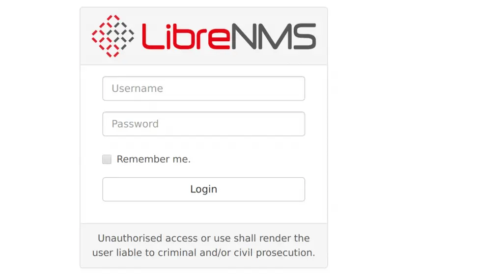 How To Install LibreNMS on CentOS 8 / RHEL 8 6 install librenms ubuntu 18.04 01 login min