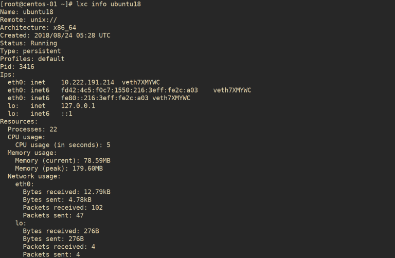 lxc info min