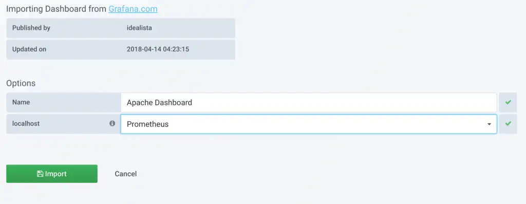 Monitor Apache Web Server with Prometheus and Grafana in 5 minutes 2 import apache prometheus dashboard 02 min
