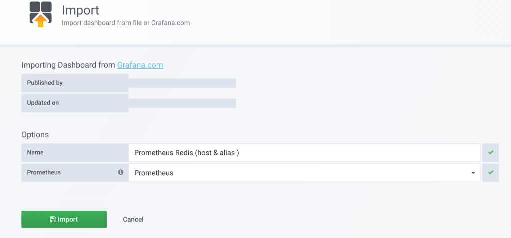 prometheus redis import dashboard min
