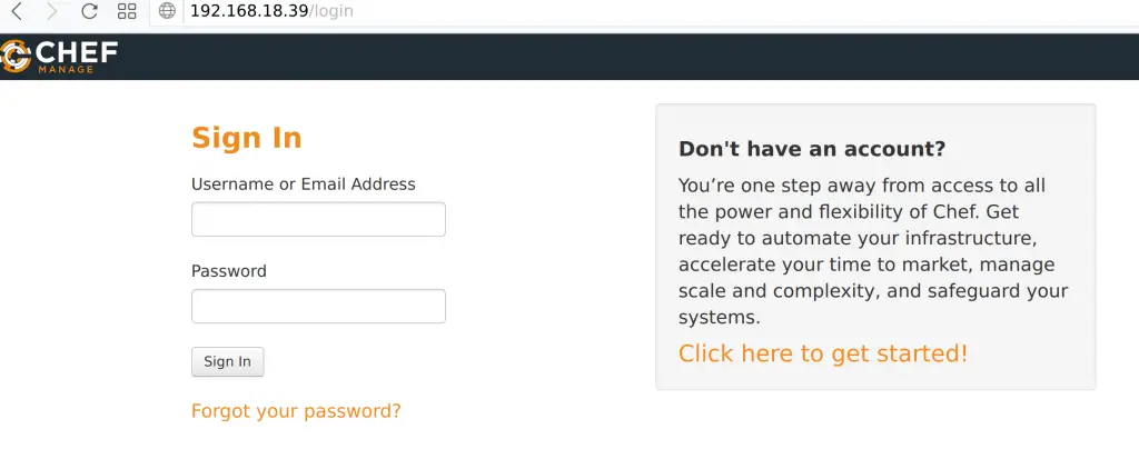 Install Chef Server & Workstation on Ubuntu 20.04 2 chef server login admin page min