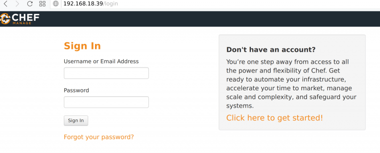 chef server login admin page min