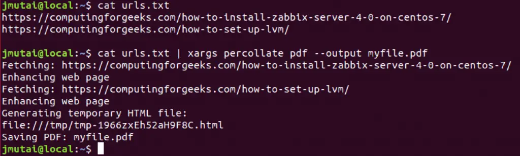 Download online web pages as PDF with Percollate 3 percollate multiple urls on file min