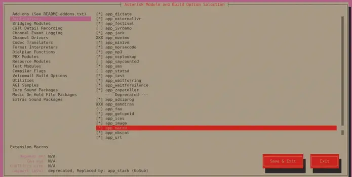 How To Install Asterisk 16 PBX on CentOS 7 5 asterisk enable app macro menuselect