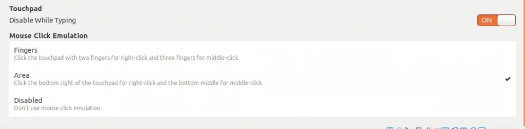 enable right click ubuntu 18.04 thinkpad mouse click area