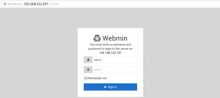 install webmin rhel 8 username password login