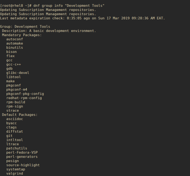 install gcc development tools rhel 8