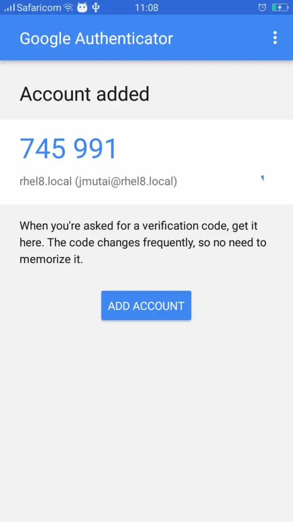 How To Set Up Two factor (2FA) Authentication for SSH on CentOS / RHEL 8/7 5 setup google authenticator android 03