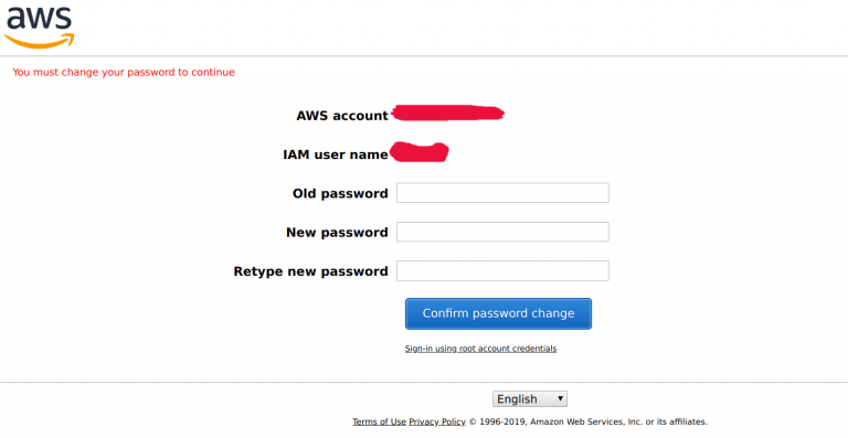 aws reset iam user change password