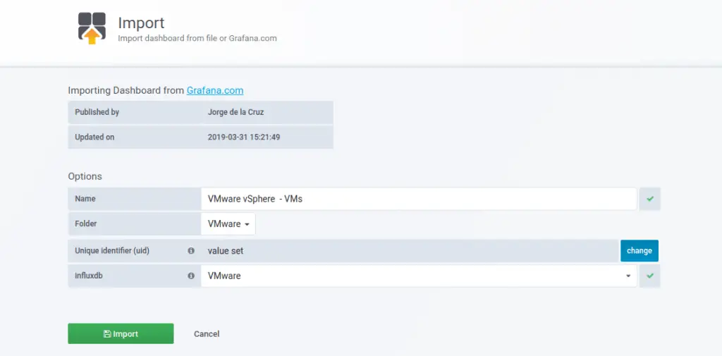 How To Monitor VMware ESXi with Grafana and Telegraf 9 import vsphere grafana dashboard 05