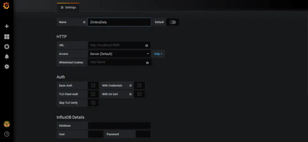 Monitor Zimbra Server with Grafana, Influxdb and Telegraf 2 influx db data source