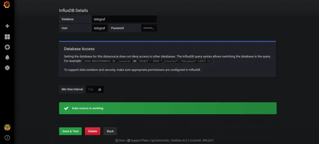 Monitor Zimbra Server with Grafana, Influxdb and Telegraf 3 influx db data source working