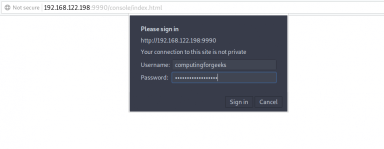 wildfly console login rhel centos8