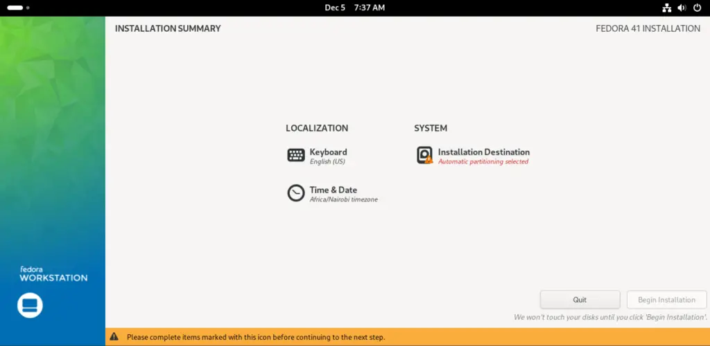 How To Install Fedora 41 - Step by Step With Screenshots 11 install fedora 04