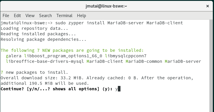 How To Install MariaDB 10.5 on openSUSE 15 1 install mariadb opensuse 01
