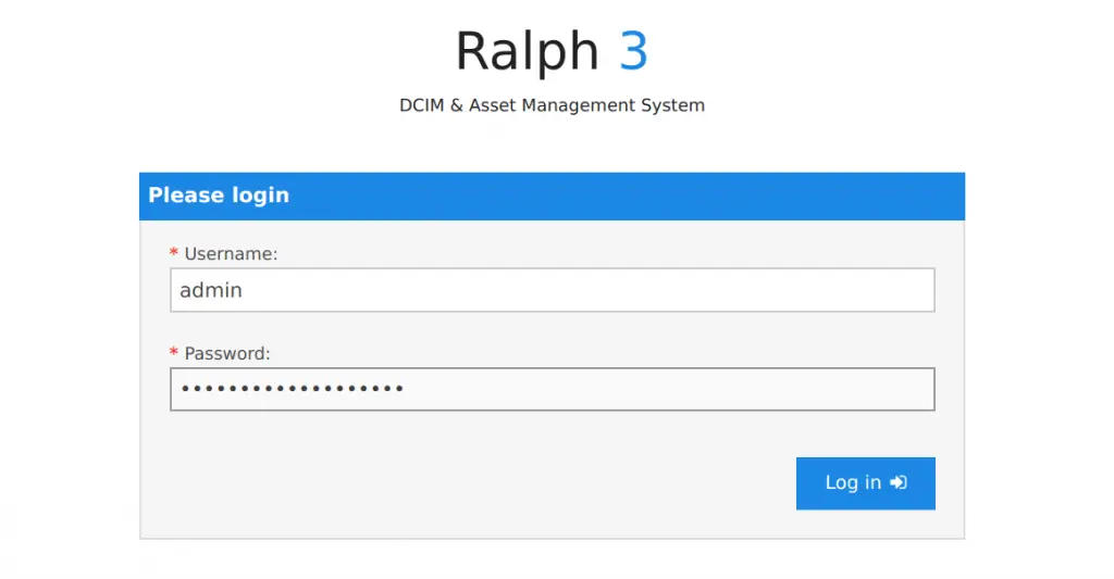 Install Ralph CMDB / Asset Management system on Ubuntu 18.04 3 ralph cmdb login username password