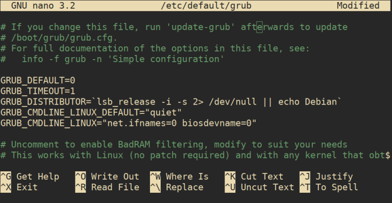 change network interfaces naming debian