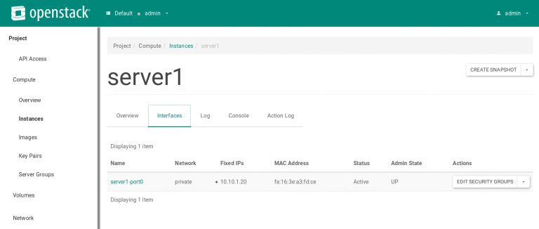 openstack create server instance fixed ip address