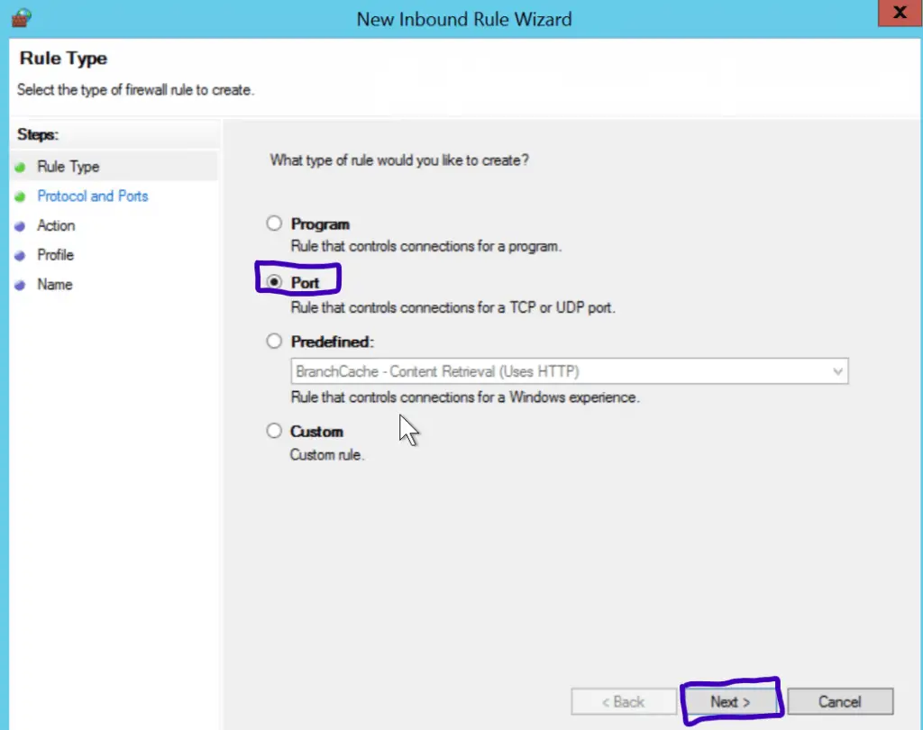 How To open a port in Windows Server Firewall 3 windows firewall new rule