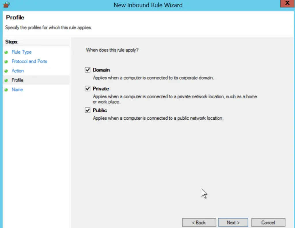 How To open a port in Windows Server Firewall 6 windows firewall publicorprivate