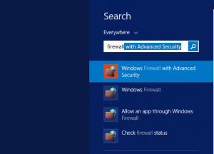 windows firewall search