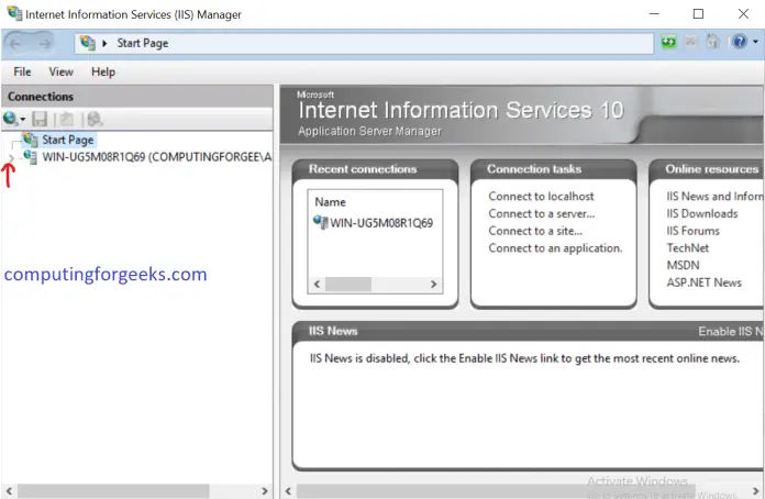 How To Configure Default Site in IIS Server 2019 | ComputingForGeeks ...