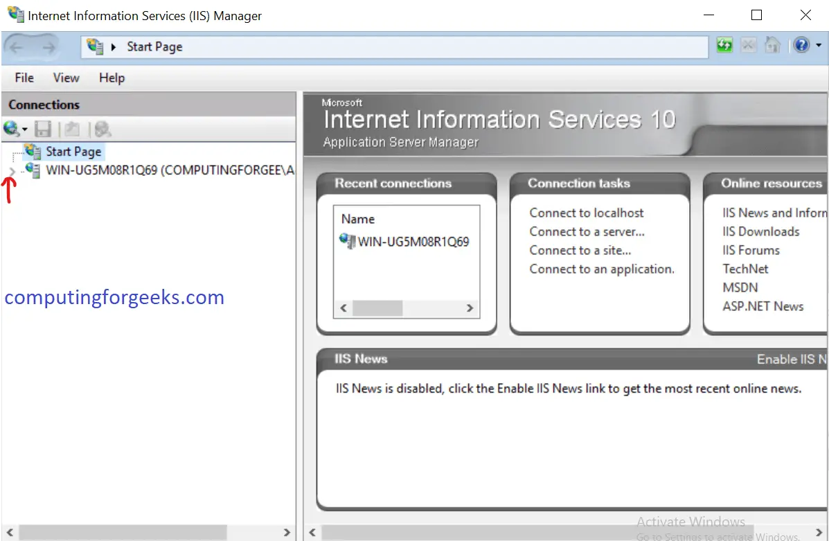 How To Configure Default Site in IIS Server 2019 | ComputingForGeeks ...