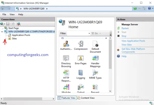 How To Configure Default Site in IIS Server 2019 | ComputingForGeeks ...