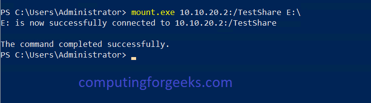 Montaje Powershell del Cliente NFS