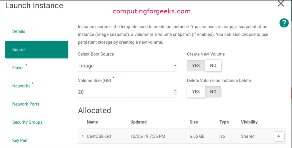 How To Create CentOS 8 KVM Image Template on OpenStack 4 create centos 8 openstack template 03