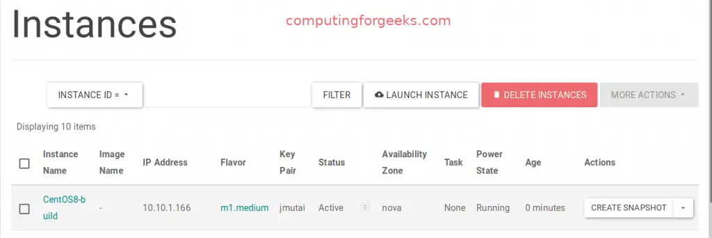 How To Create CentOS 8 KVM Image Template on OpenStack 8 create centos 8 openstack template 07