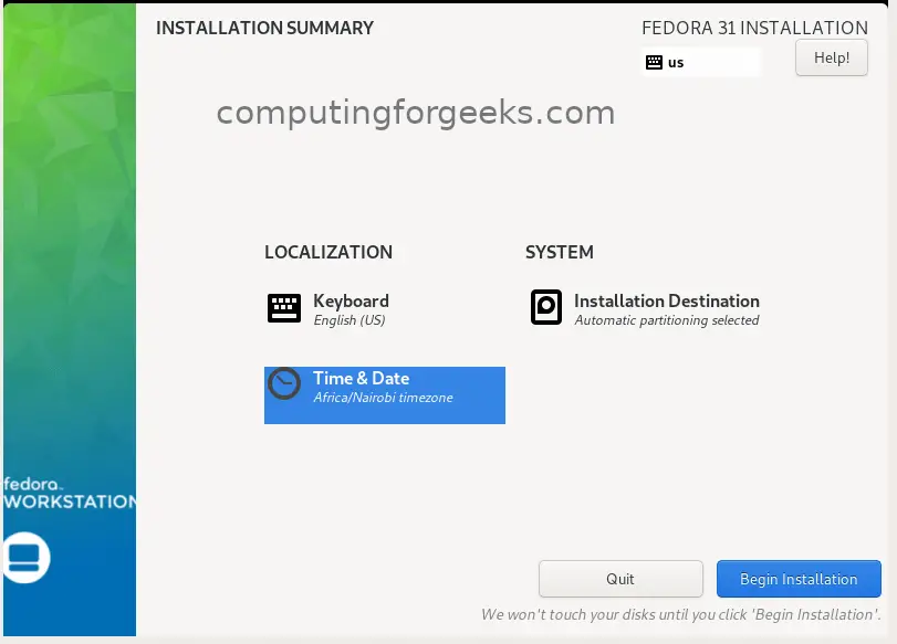 How To Install Fedora 31 - Step by Step With Screenshots 16 install fed 31 06