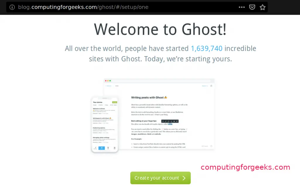Install and Configure Ghost CMS on CentOS 8 / RHEL 8 4 install ghost cms centos 8 06