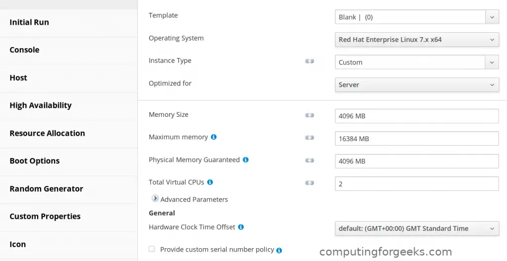 Install a Server or Virtual Machine from ISO on oVirt / RHEV 4 install vm rhev ovirt from iso 04