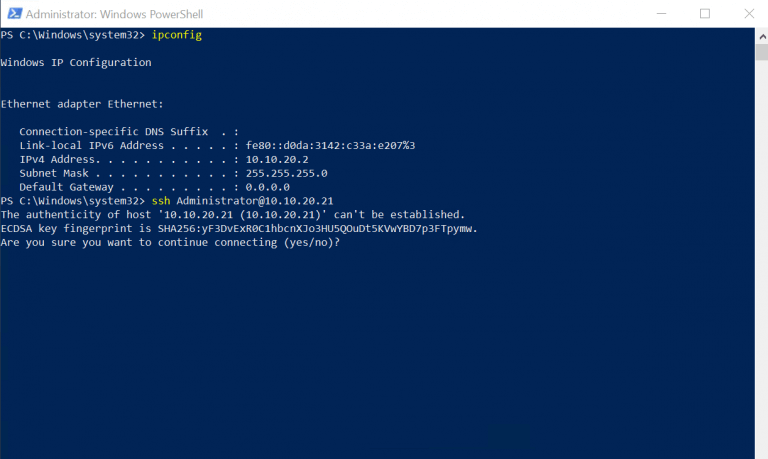 ssh powershell test