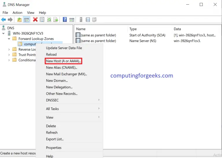 How To add DNS A/PTR Record in Windows Server 2019