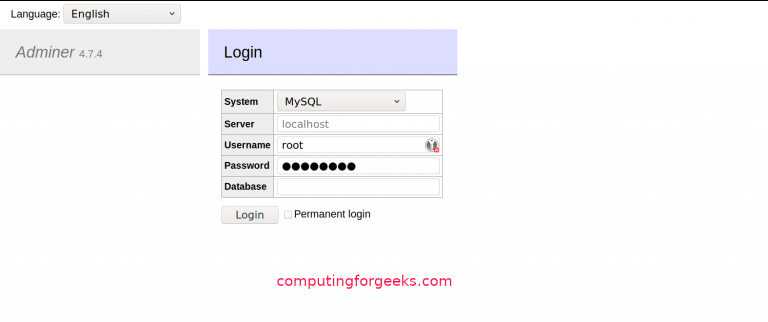 install adminer database management tool 02
