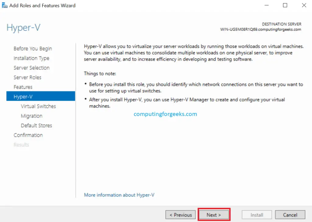 Install and Configure Hyper-V on Windows Server 2019 9 Hyper v step7 1