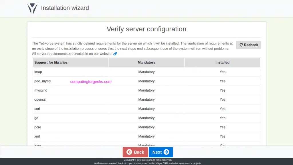 How To Install YetiForce CRM on CentOS 8 / CentOS 7 4 install yetiforce centos linux 04