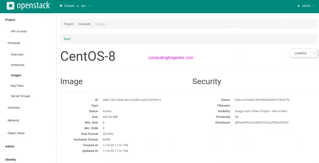 How To run CentOS 8 Instance on OpenStack 2 upload centos 8 image openstack 02