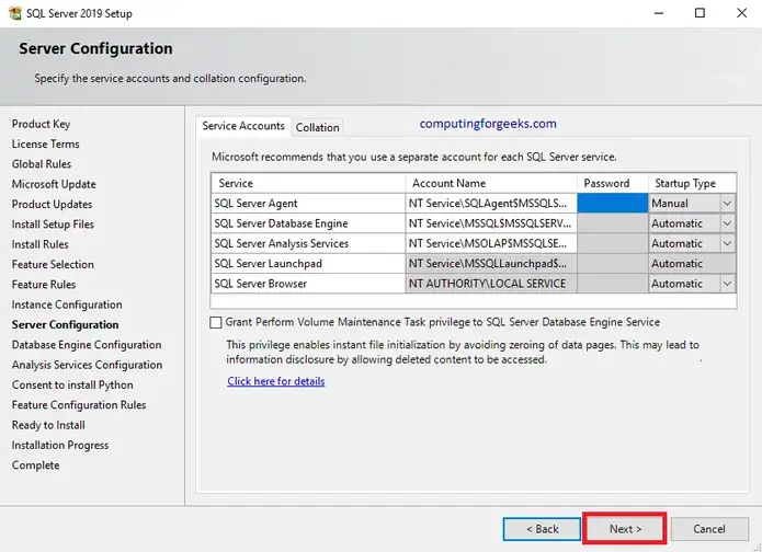 cấu hình máy chủ sql2019 11