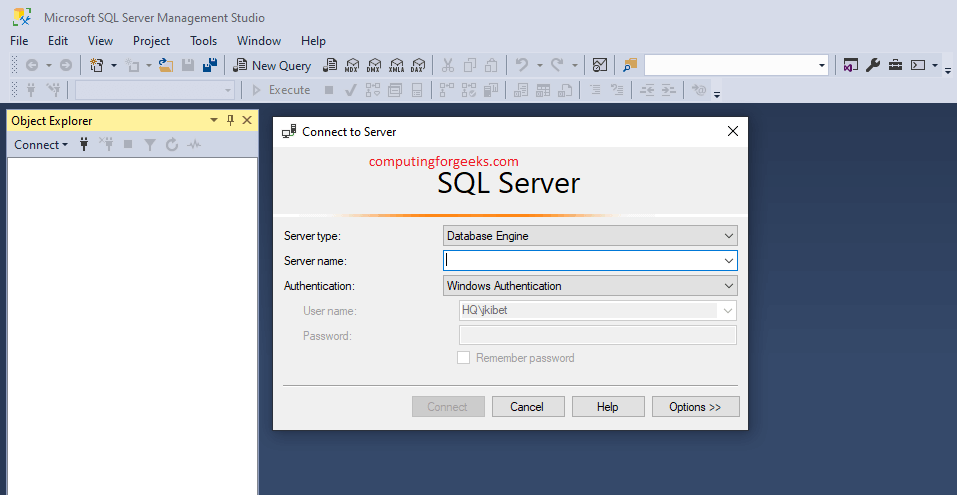 title microsoft sql server management studio