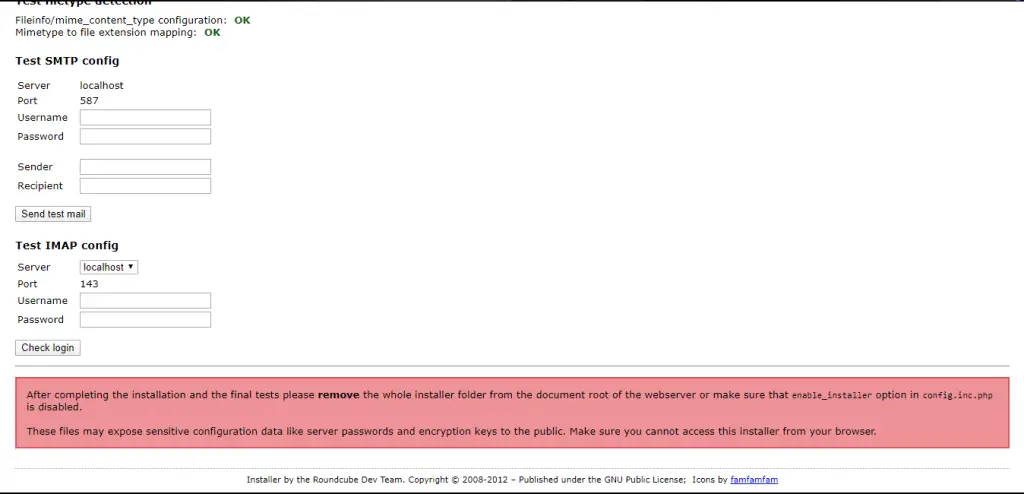 Setup Mail Server on CentOS 8 With Postfix, Dovecot, MySQL and RoundCube 8 roundcube 7 warning
