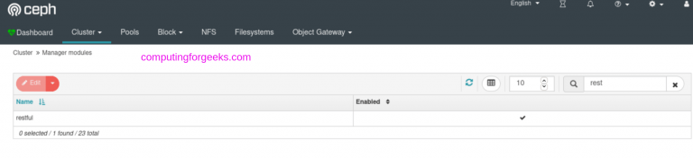 enable ceph mgr rest api module