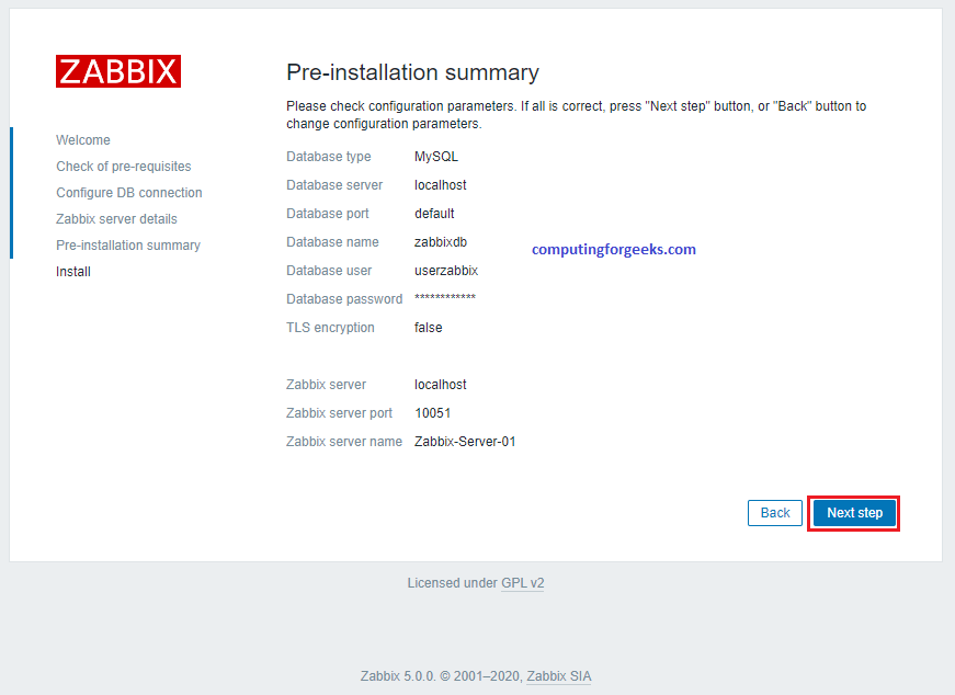 Install and Configure Zabbix Server 5.0 LTS on Debian 10 (Buster) 5 zabbix 5 web 5 summarydetails