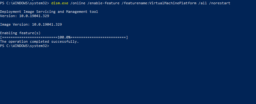 Run Podman on Windows 10 | Windows Server 2019 with WSL2 3 Install WSL powershell enable VirtualMachinePlatform